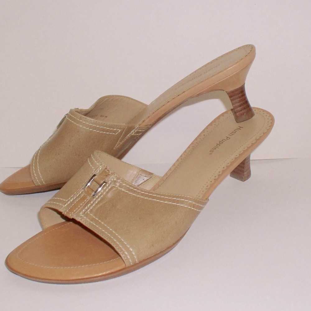 HUSHPUPPIES LEATHER stacked Heels shoes 8.5 EUC